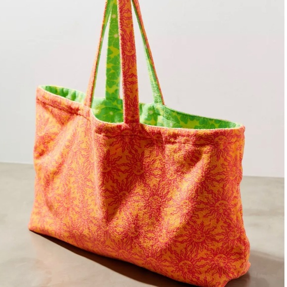 Lucky Printed Terrycloth Reversible Tote Bag Large Beach Poolside B2 - Picture 8 of 9